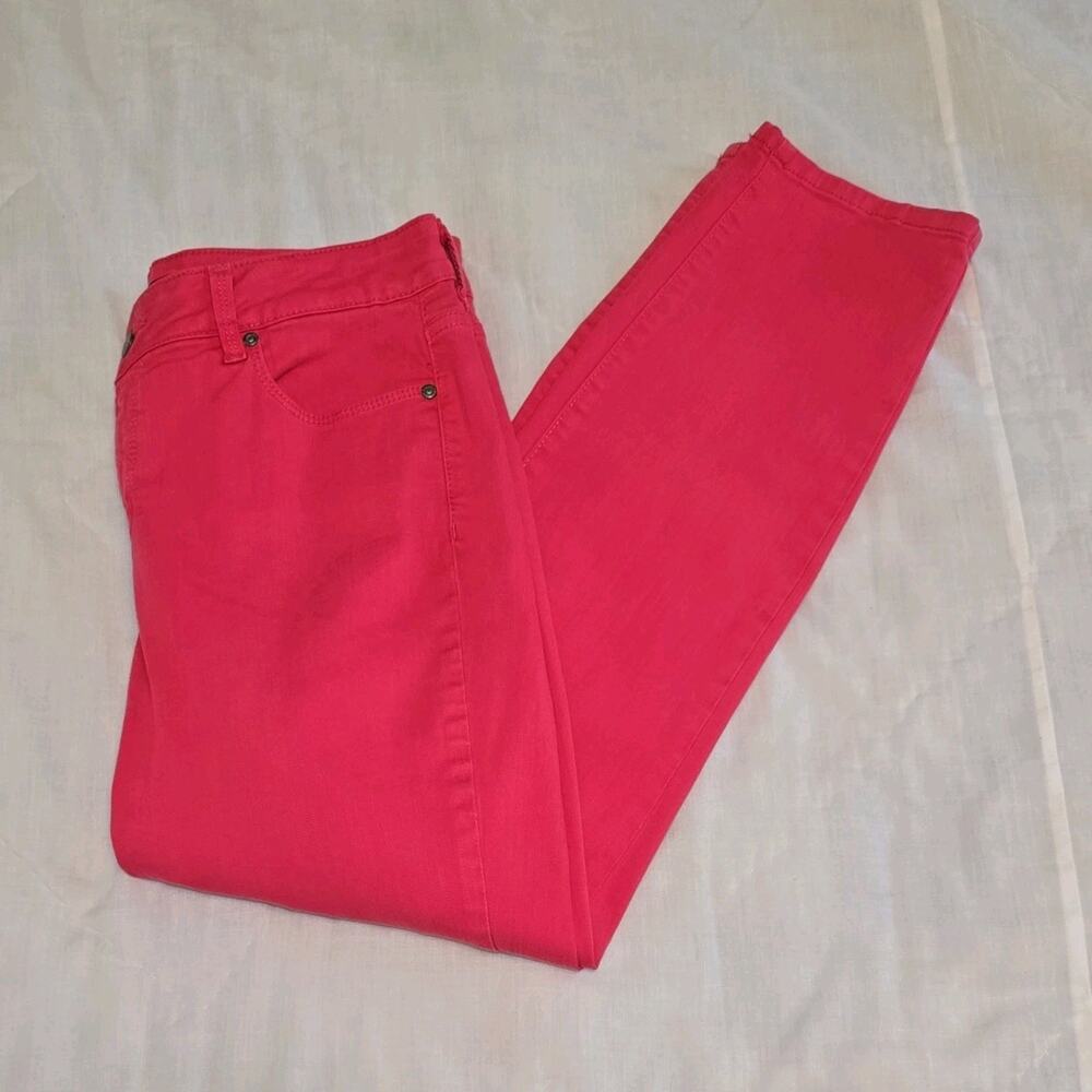NYDJ Women's 10 Pink Stretch Denim Ankle Jeans Button Zip 5-Pocket